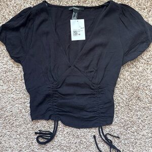 Forever 21 Black Ruched Blouse